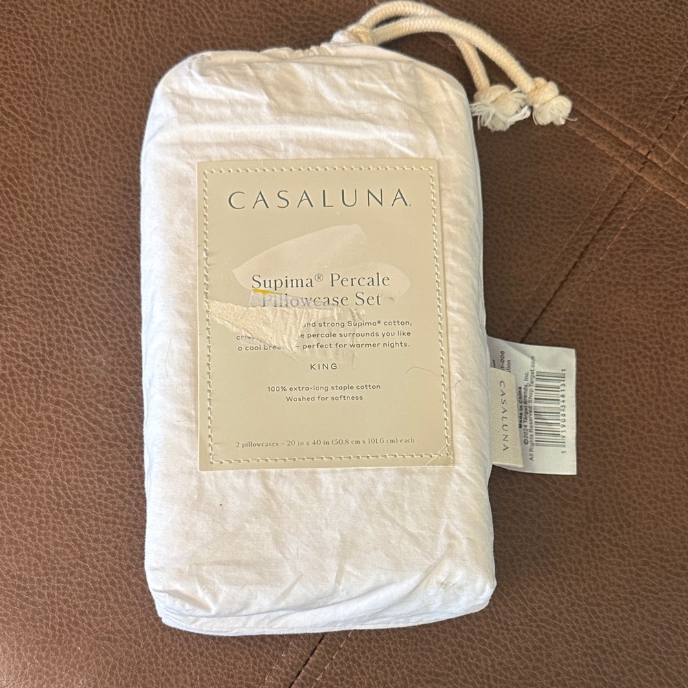 Casaluna Supima Percale Pillowcase Set in Cream